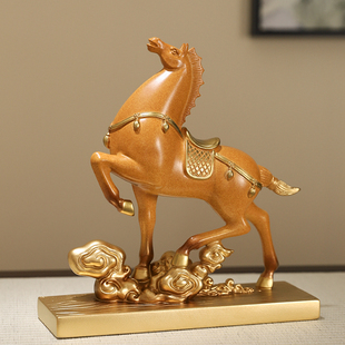 新中式高a端马摆件马到成功平步青云办公室老板桌面装饰品开业礼