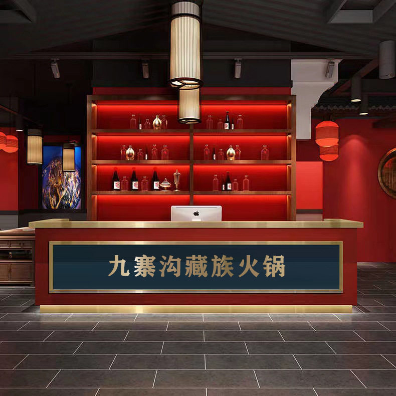 网红餐厅火锅店收银台餐饮吧台新中式饭店烧烤店国潮麻辣烫不锈钢