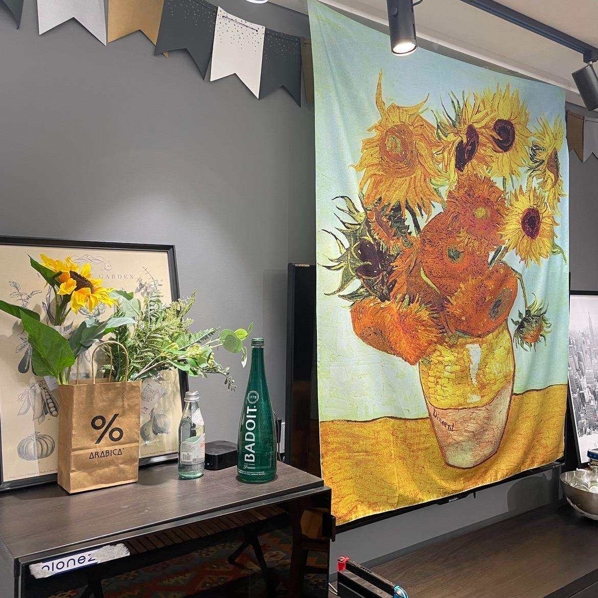 梵高油画系列经典向日葵装饰布挂布背景布宿舍艺术挂毯VanGogh