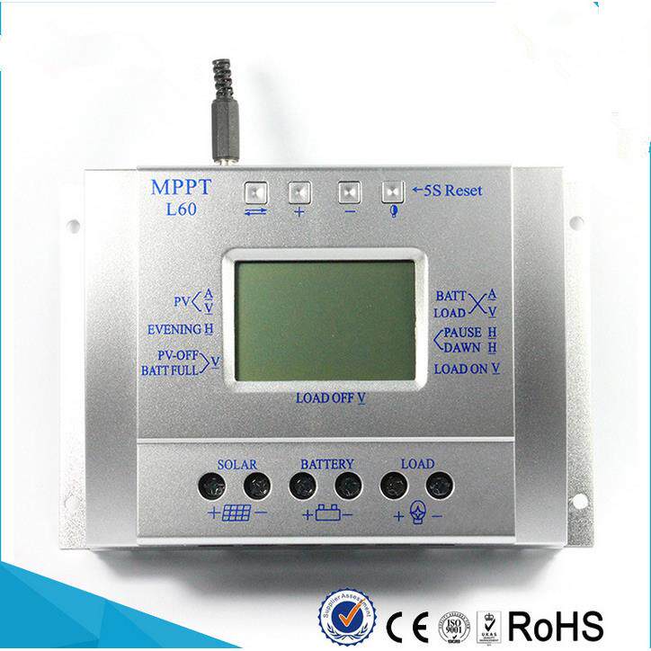 12V24V60A太阳能控制器L60电量电压电流液晶显示光伏充电控制器