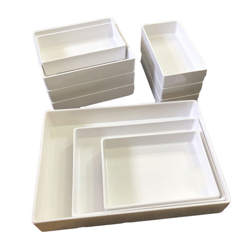 6B76a密胺白色长方鸭脖托盘熟食展示盘卤菜盘龙虾盘 烧烤盘子 四