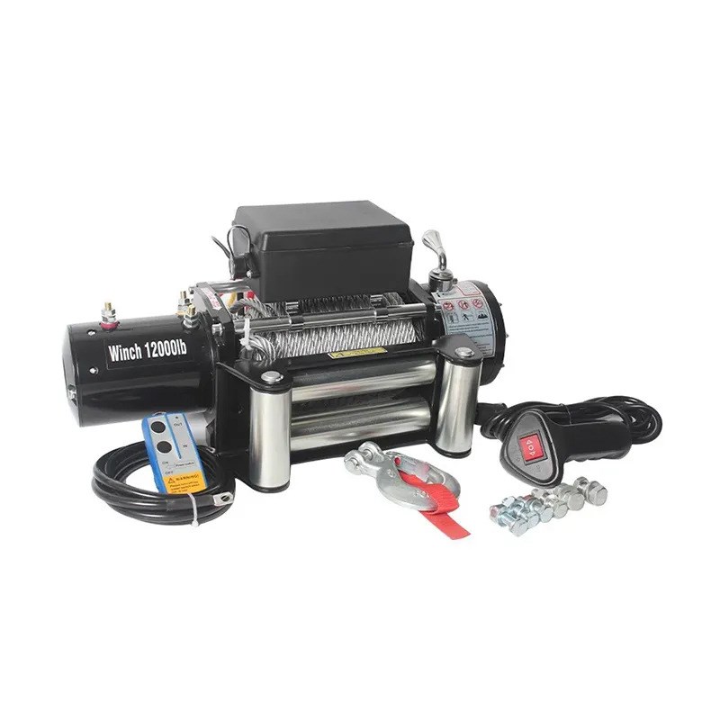 车用电动绞盘12伏越野车载绞盘24VG牵引电动葫芦卷扬机遥控电绞盘