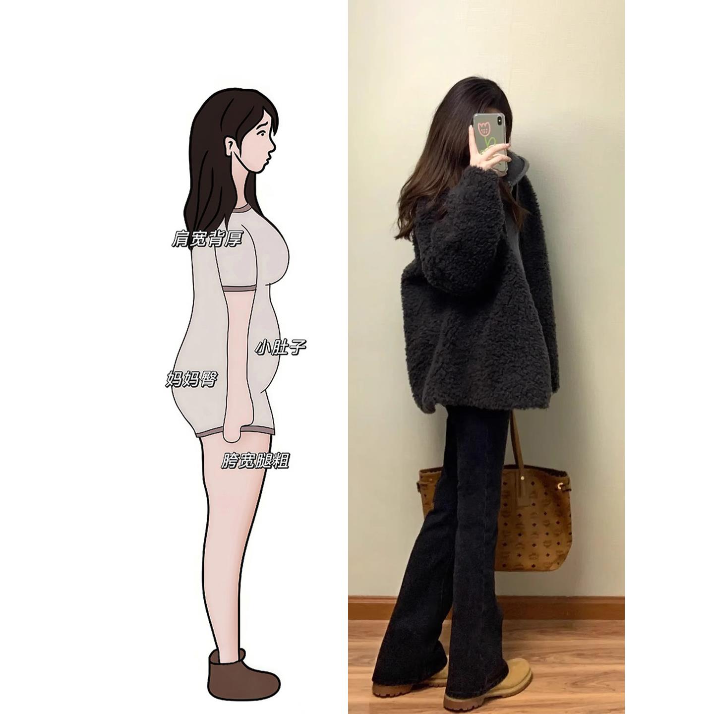 冬装搭配一整大码胖mm羊羔毛外套连帽毛衣牛仔裤子韩系三件套装女