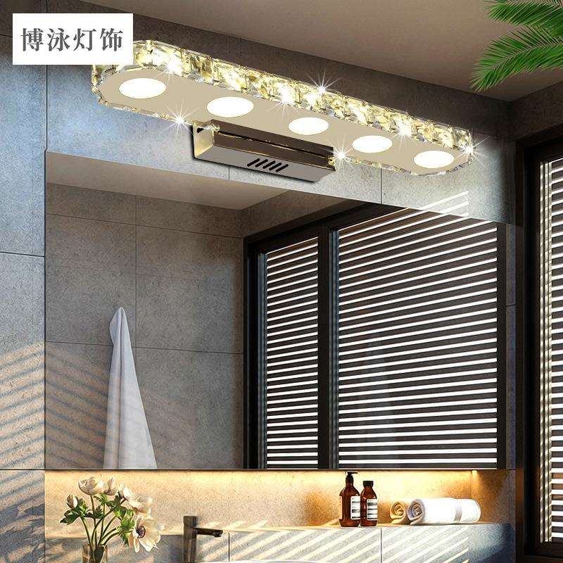 简约浴室不锈钢镜柜灯饰卫生间灯具后现代洗手间水晶led镜前灯