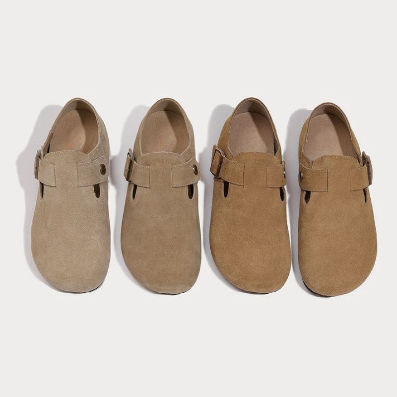 三喜同款~全包勃肯鞋女法式一脚蹬单鞋女厚底R小皮鞋钓鱼博肯鞋女