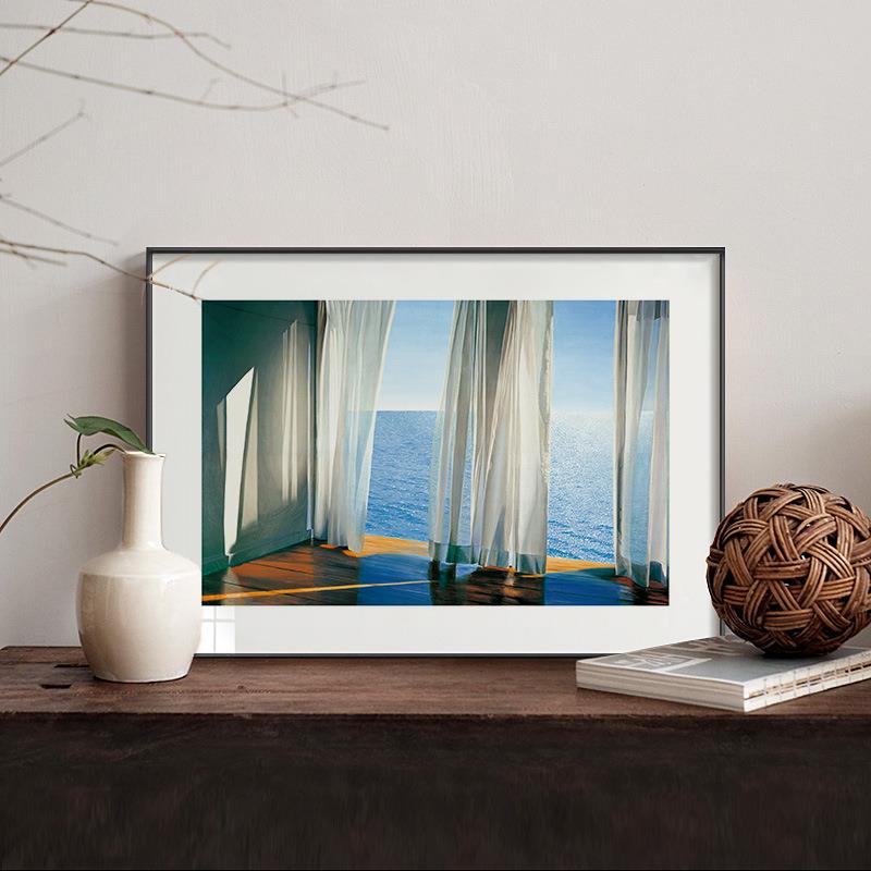 北欧绘画窗户窗帘面朝大海风景画客厅装饰画民宿餐厅挂画卧室壁画