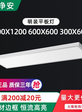 明装平板灯300x1200led吸顶免开孔30x120水泥顶办公室会议室过道