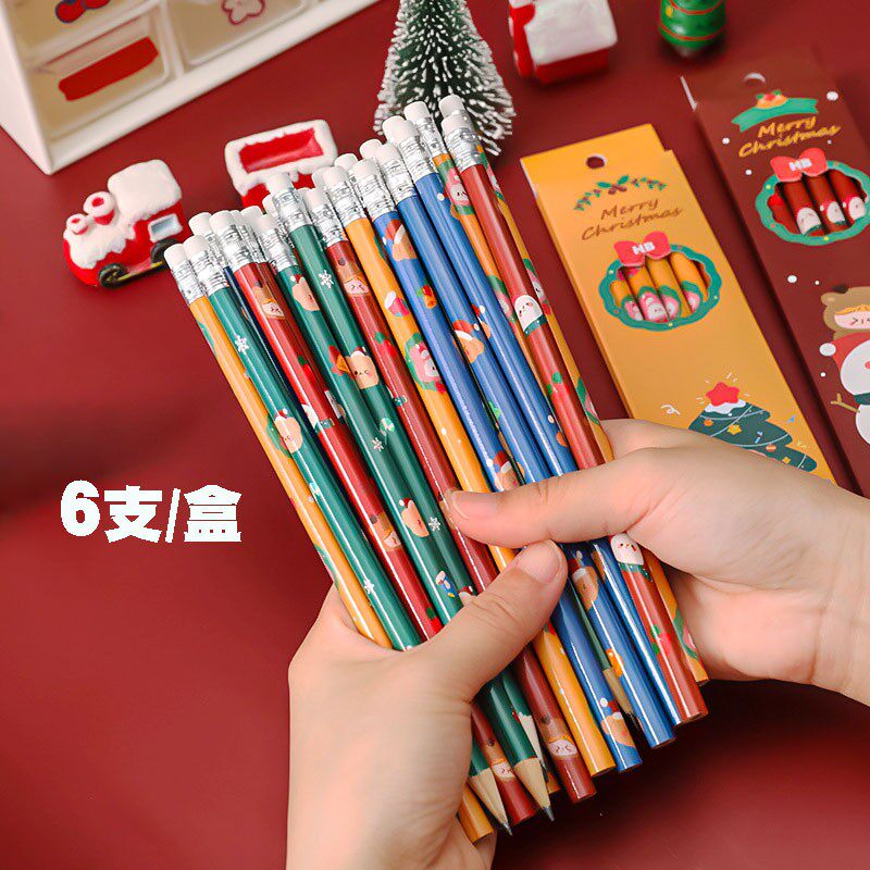 6支装铅笔圣诞节小礼品学生幼儿园全班文具套装奖品实用礼物儿童
