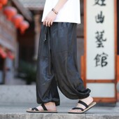 宽松束脚哈伦裤 男夏季 冰丝灯笼裤 子大码 薄款 提花裤 夏裤 新中式 男裤