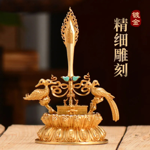 文殊剑铜镀金宝石观音菩萨文殊宝剑智I慧箭桌面铜制西藏家居摆件