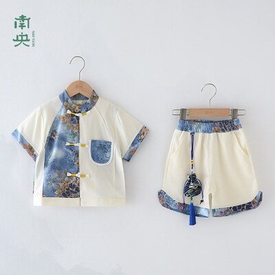 宝宝新款汉服男童演出古装夏季薄款儿童唐装小男孩新中式国风套装