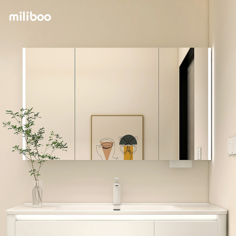 手扫感应镜柜浴室柜镜柜美妆置物架多尺寸可定制,家装主材,浴室柜组合,淘宝优惠券,粉丝福利购,淘宝优惠卷