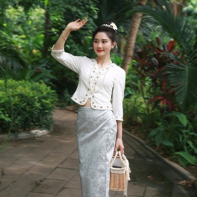 西双版纳旅游穿搭傣族服饰套装女高品质轻夏季透气上衣春秋长裙