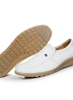 真皮男鞋头层牛皮白色鞋防滑牛筋底男护士鞋黑色休闲男商务皮鞋工