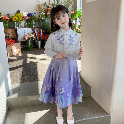 女童马面裙套装2024新款春装儿童汉服新中式国风两件套春秋款古装