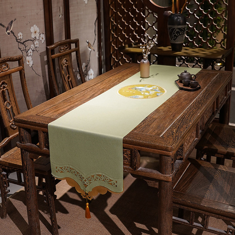 中式桌旗千里江山茶席中国风茶台餐桌茶几桌旗桌布电视柜长条盖布,居家布艺,桌旗,淘宝优惠券,粉丝福利购,淘宝优惠卷
