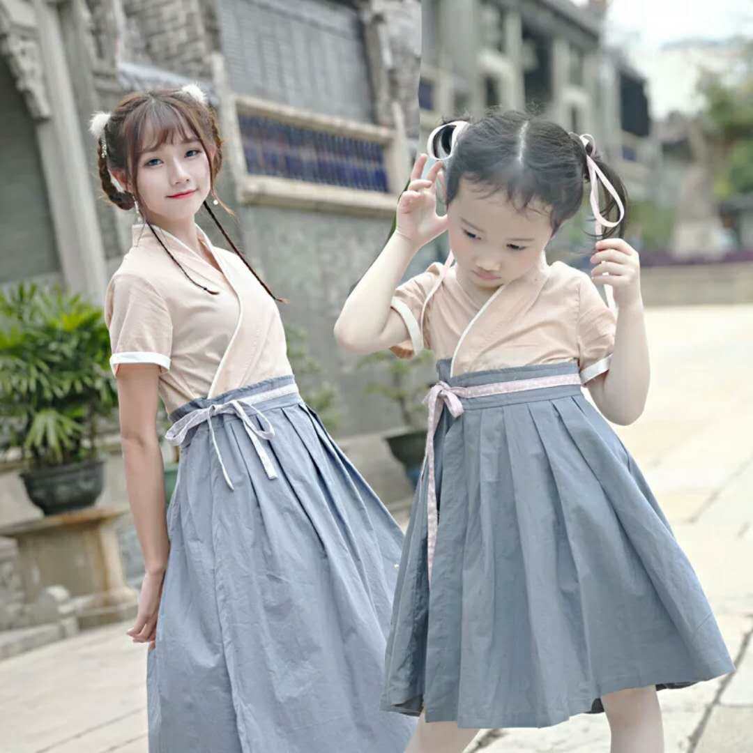 汉服女童中国风夏季薄款宝宝复古唐装古风连衣裙儿童亲子装母女装,童装/婴儿装/亲子装,亲子装/亲子时装,淘宝优惠券,粉丝福利购,淘宝优惠卷