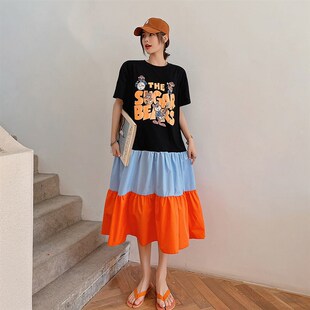 加大码胖mm连衣裙巨显瘦宽松遮肚子裙子夏天短袖洋气2024年新款夏