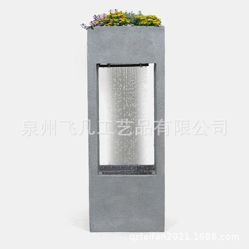 欧式创意大件树脂喷泉流水摆件花盆花缸客厅酒店玄关公司装饰摆件