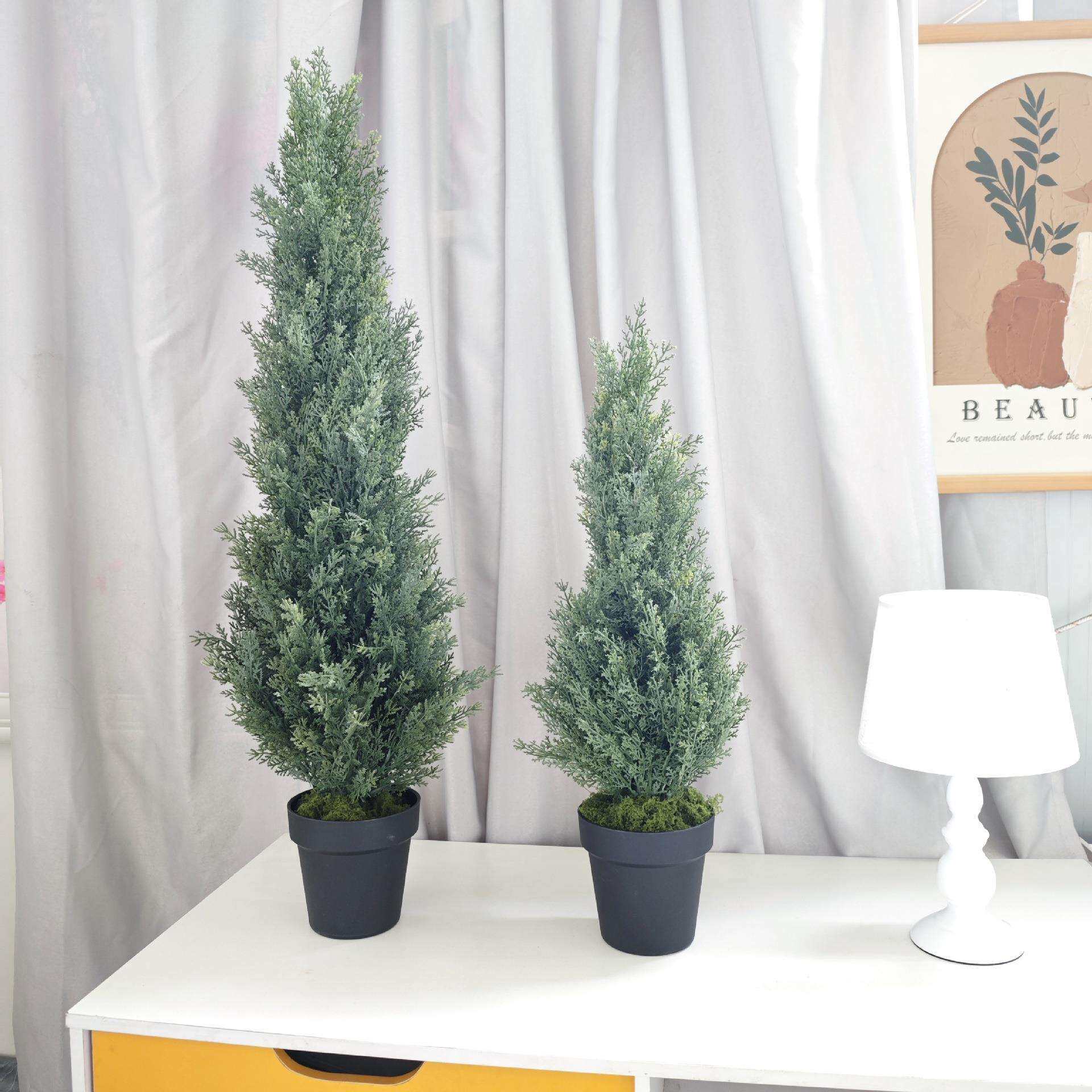 绿植盆栽仿真柏树松树假树室内装饰真植物圣诞树北欧家居摆件假花