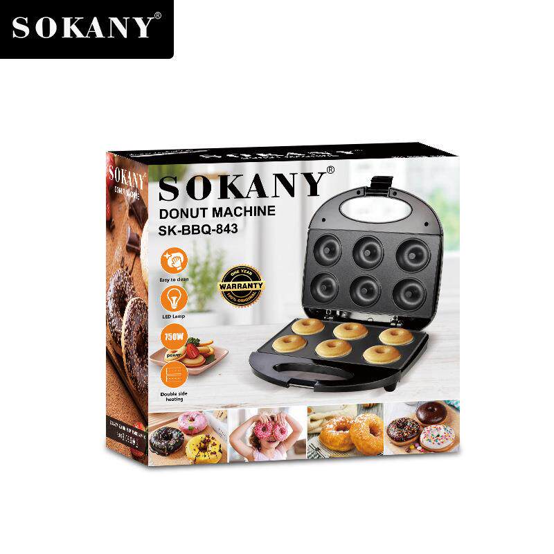 出口 6孔甜甜圈机家用电饼铛小型烘焙机儿童蛋糕机843sokany