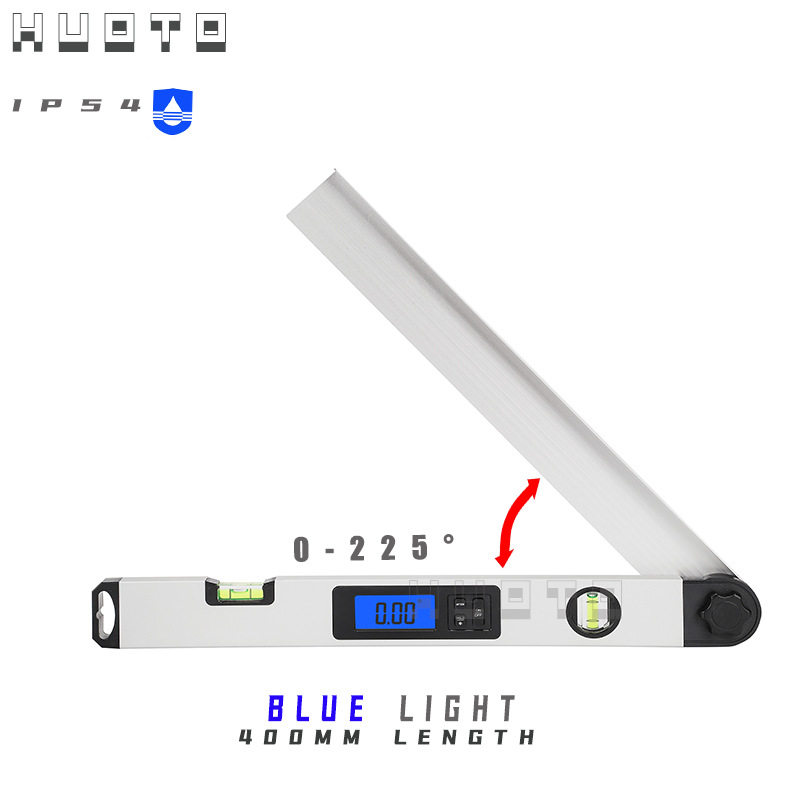 HUOTO木工角度尺225度400MM铝合金数显角度尺铝合金电子角度尺