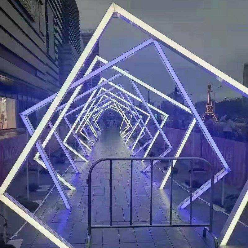 LED彩灯 几何灯光拱门 灯光工程亮化户外大型商场造型灯光节