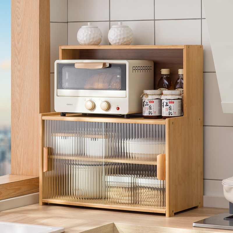 桌面收纳柜餐桌餐边柜厨房台面茶水柜桌上置物柜T架子玻璃门储物