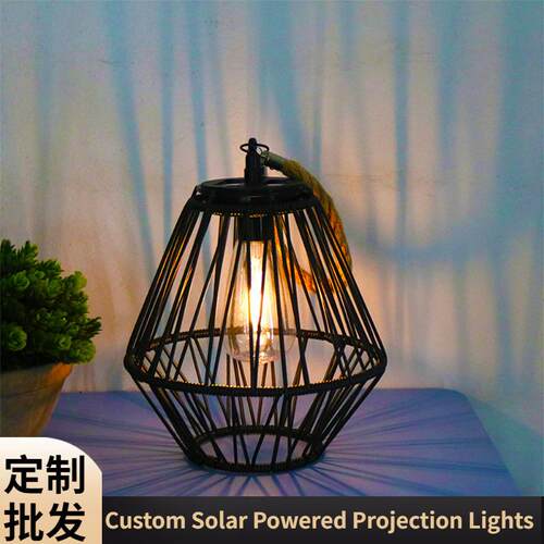 太阳能庭院灯Customizable Solar Projector Ligh 创意户外藤编灯