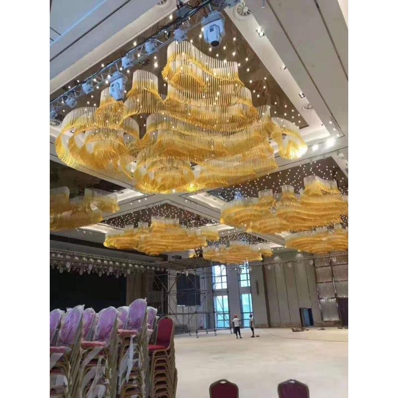 天亨金色现代欧式复式大堂水晶大灯别墅酒店大厅宴会厅天亨灯具
