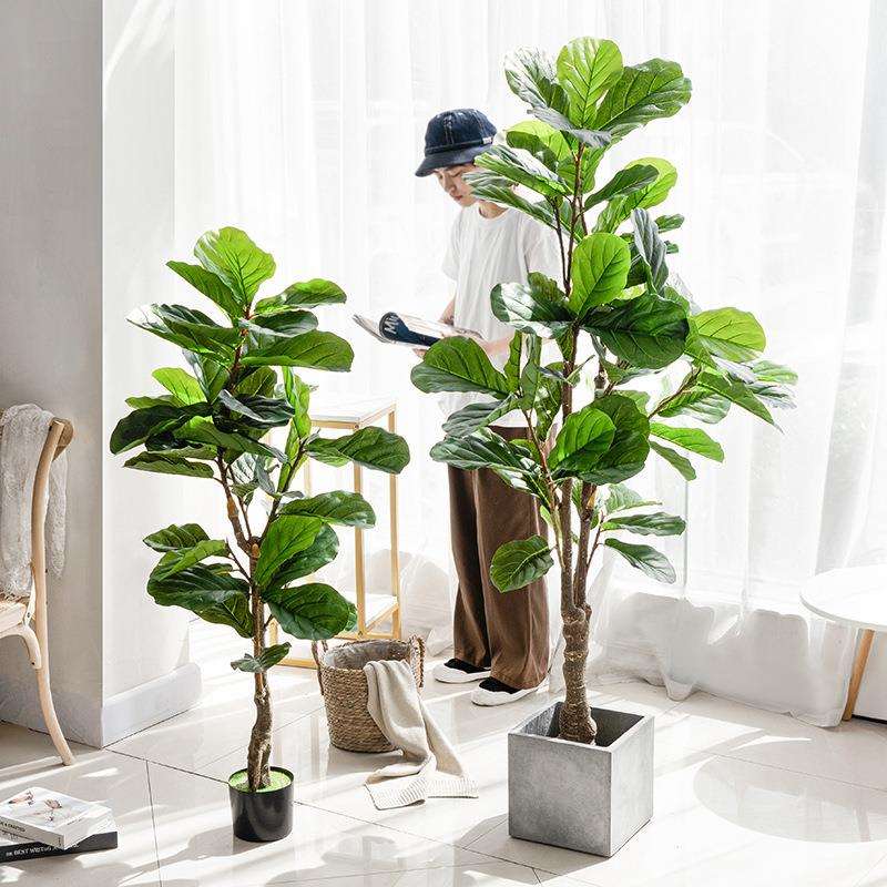 现货仿真琴叶榕大型盆栽北欧植物 室内假绿植盆景家居客厅摆件