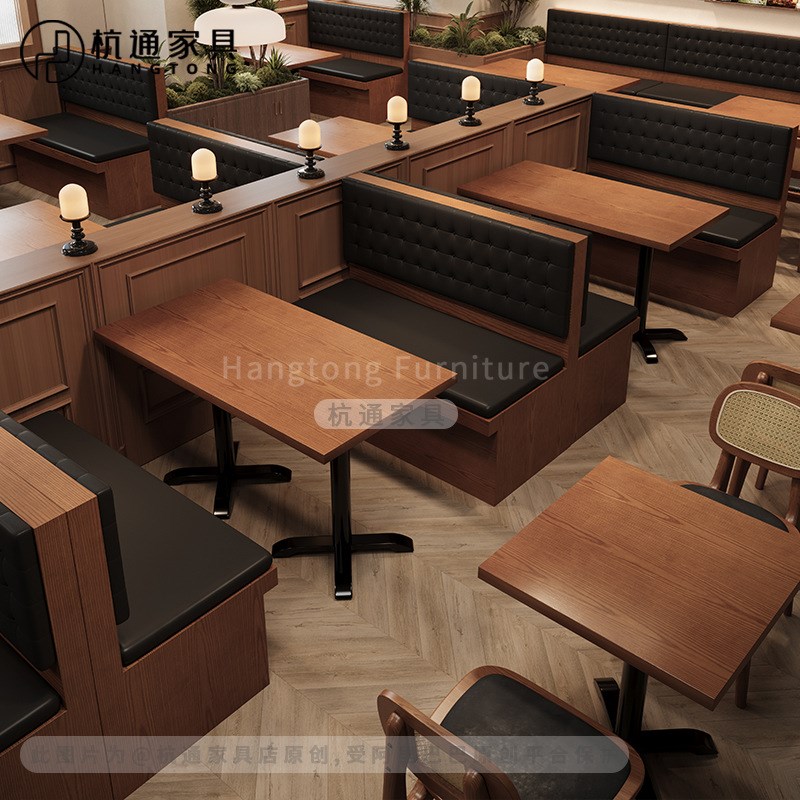 复古西餐厅咖啡厅卡座沙发酒吧餐吧D桌椅组合茶餐厅轻食店卡座沙