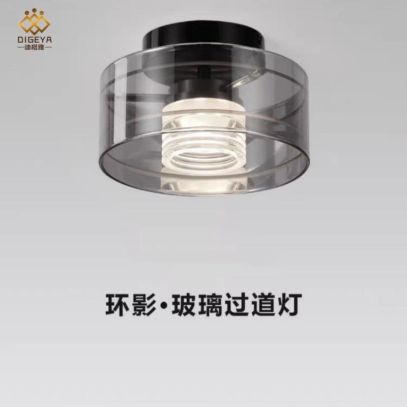 迪格雅意式极简过道阳台走廊吸顶灯创意衣帽间玄关道简约玻璃灯具
