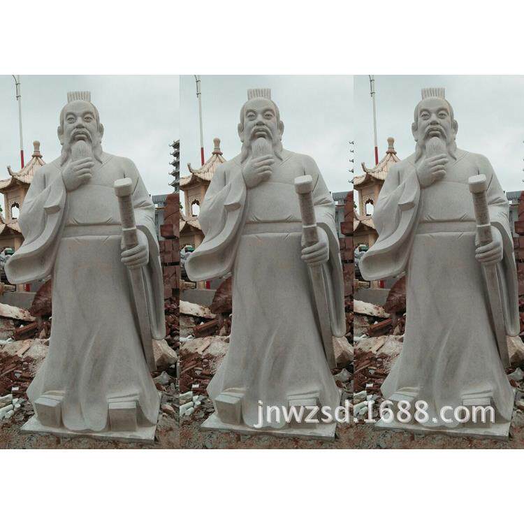 济宁石雕孔子半身像图 景区石刻鲁迅头像厂 石材水浒人物雕塑报价