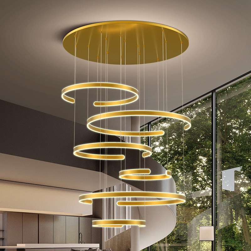 复式楼大吊灯2024年新t款自建房楼中楼中空大厅灯别墅挑空客厅吊