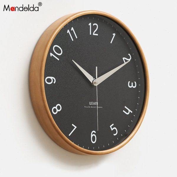 Mandelda免打孔钟表挂钟客厅时尚2023新款现代简约原木风时钟挂墙,家居饰品,挂钟,淘宝优惠券,粉丝福利购,淘宝优惠卷