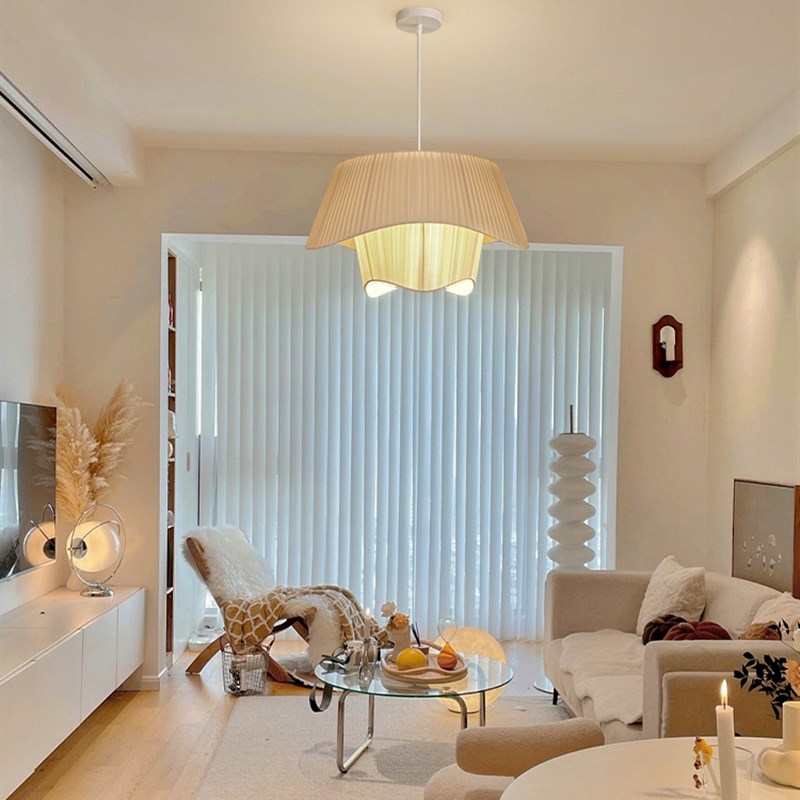 全光谱奶油风餐厅灯主卧客厅灯具D布艺法式中古婚房卧室民宿吊灯