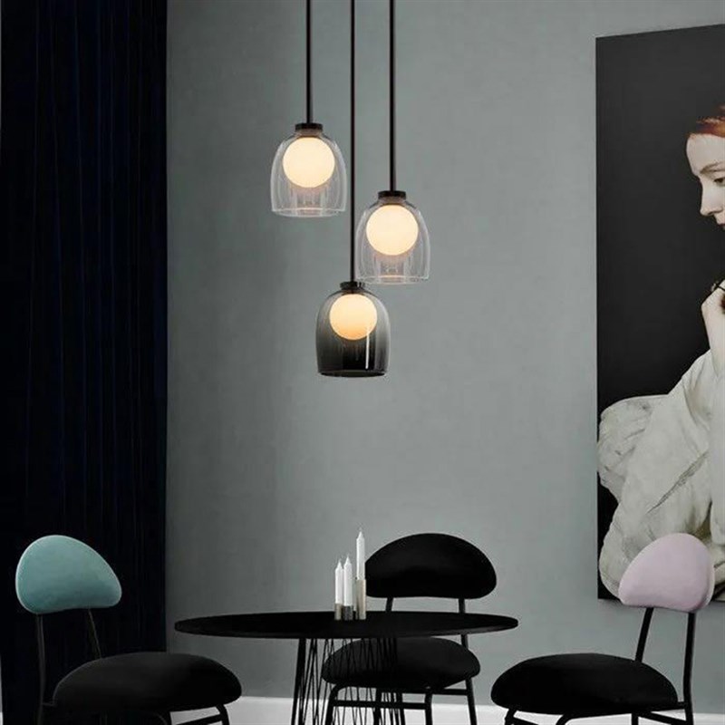 北欧风餐厅小吊灯现代简约v艺术创意玻璃餐桌灯酒馆吧台咖啡厅吊