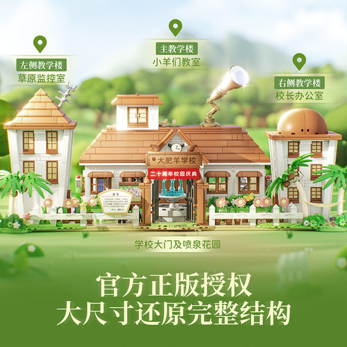 未及积木喜羊羊与灰太狼20周年正版联名收官作大肥羊学校礼物玩具