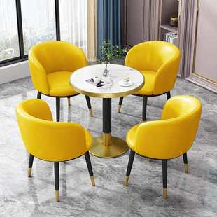 接待桌椅组合办公室会客阳台休闲小圆桌店铺餐桌布艺北欧小户型