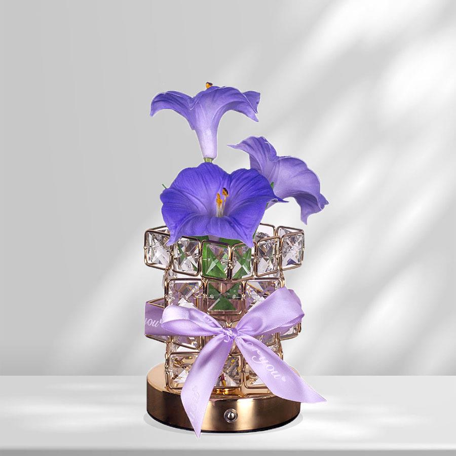 亚马逊新品led牵牛花水晶氛围灯家居摆件小夜灯卧室床头装饰台灯