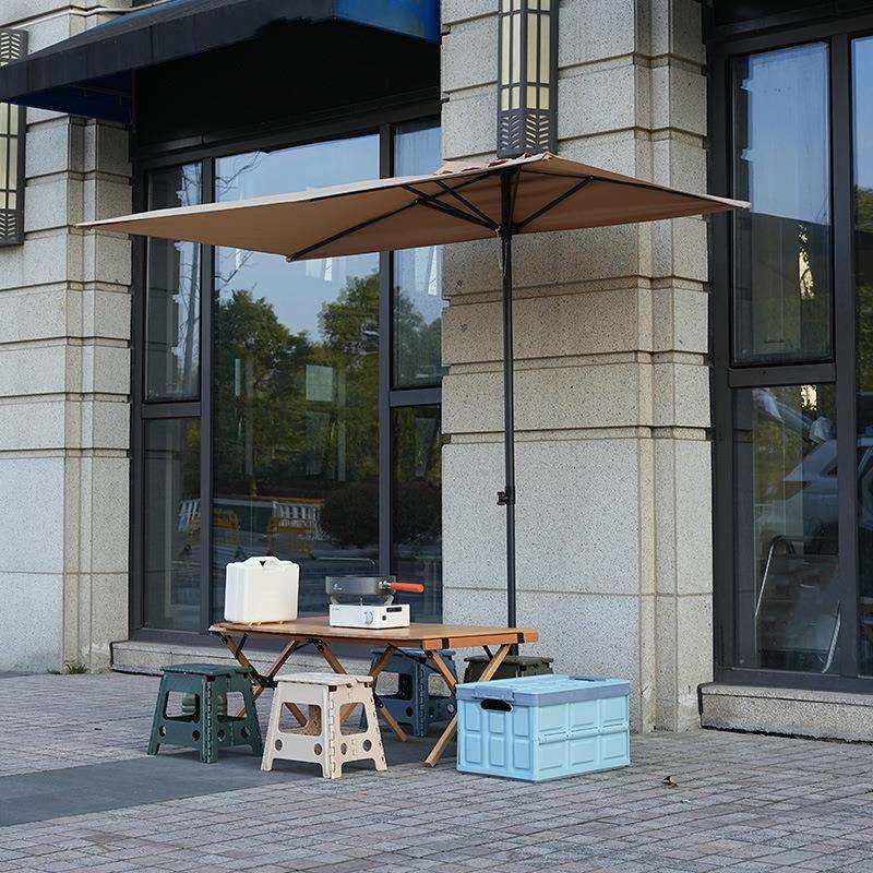 靠墙半边遮阳伞户外遮阳伞伸缩式可升降庭院伞长方形阳台长条形伞