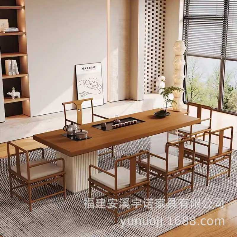 奶油风实木茶桌椅组合大板桌茶台烧水壶一体泡茶桌现代简约办公桌,3C数码配件,USB灯,淘宝优惠券,粉丝福利购,淘宝优惠卷