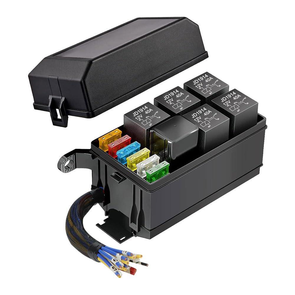 汽车继电器保险盒12V/24V改装车用带线束保险盒汽车6路保险丝盒