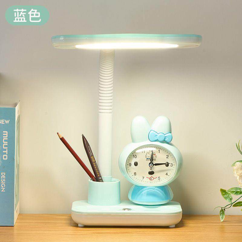 LED护眼学习台灯小学生写字灯书桌卡通可爱时钟台灯宿舍床头台灯
