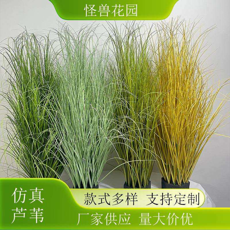 仿真绿植草丛室内植物景观造景酒店园艺洋葱草芦苇草厂家跨境装饰
