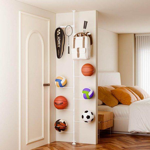 篮球收纳神器顶天立地家用客厅书包足球排球羽毛球上墙置物架子,收纳整理,运动器材收纳用具,淘宝优惠券,粉丝福利购,淘宝优惠卷