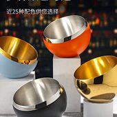 碗不锈钢桌面盅清吧防摔皮烟灰缸台面酒吧斜果盅垃圾口大号烟KTV
