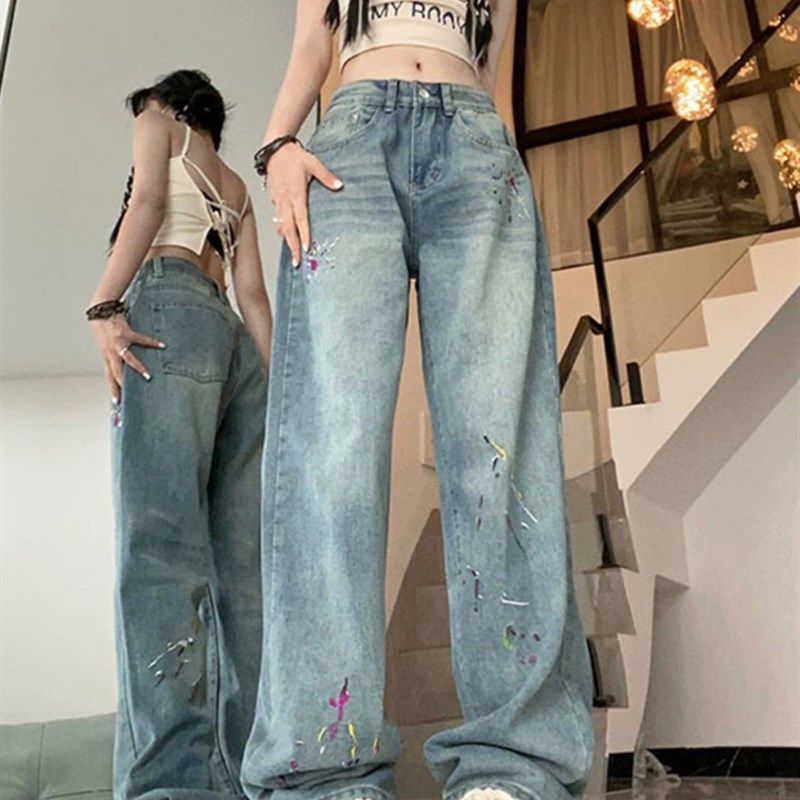 大码女装刺绣直筒牛仔裤胖妹妹mm粗腿大胯宽显瘦遮肉高腰阔腿裤潮,女装/女士精品,大码裤装,淘宝优惠券,粉丝福利购,淘宝优惠卷