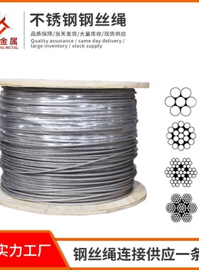 厂家供应304/316不锈钢钢丝绳0.38mm0.5mm0.6mm渔具用包胶钢丝绳